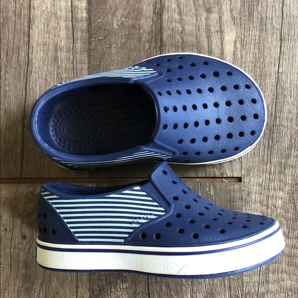 Native Miles Navy Stripe Slip On Shoes C6